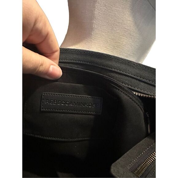 Rebecca Minkoff Grey Handbag Suede Leather Zipper Medium Crossbody Strap Fringe - Picture 3 of 16